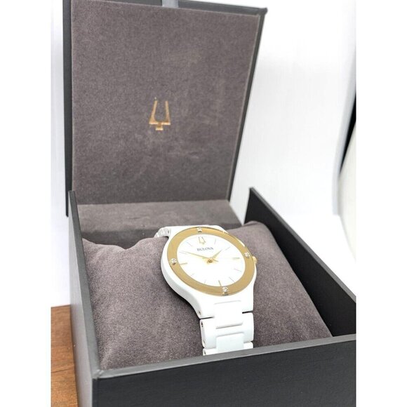 Bulova Women\'s Watch 98R292 Millennia Quartz Gold White Dial Ceramic Dial 35mm main image 11